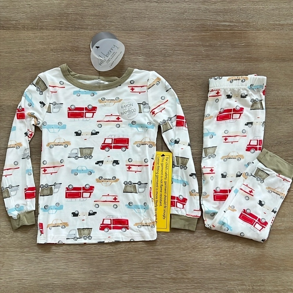 Milkberry Toddler Boy Bamboo Pajama Set Cars Trucks 12 18 months 4T